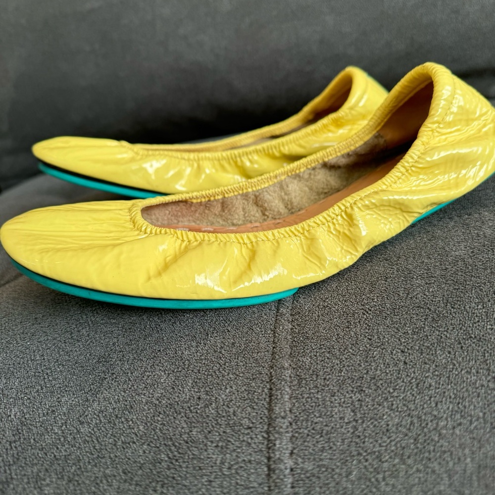 Tieks Yellow Flats with Green Soles - Picture 14 of 14